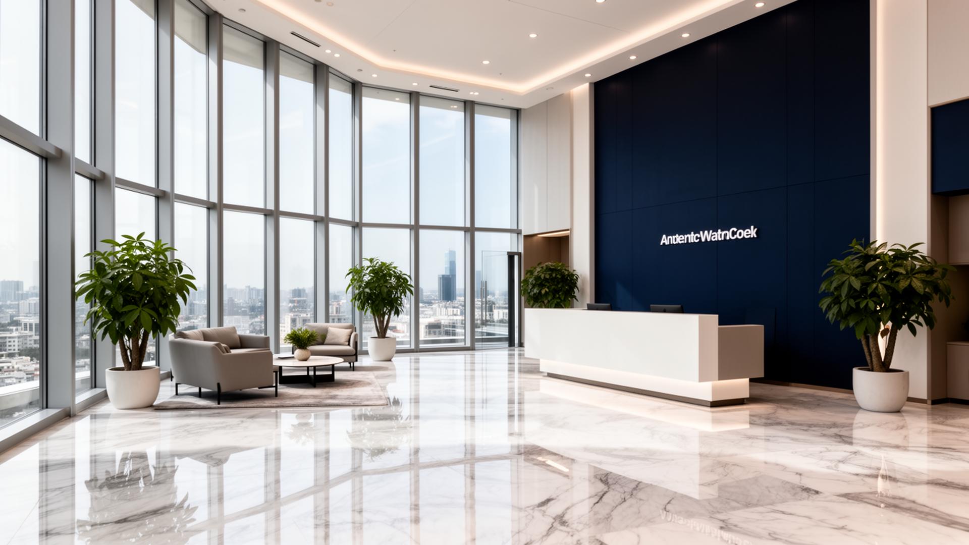 Pristine modern office lobby