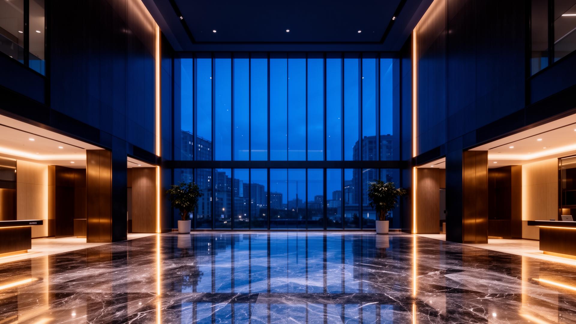 Pristine modern commercial office lobby